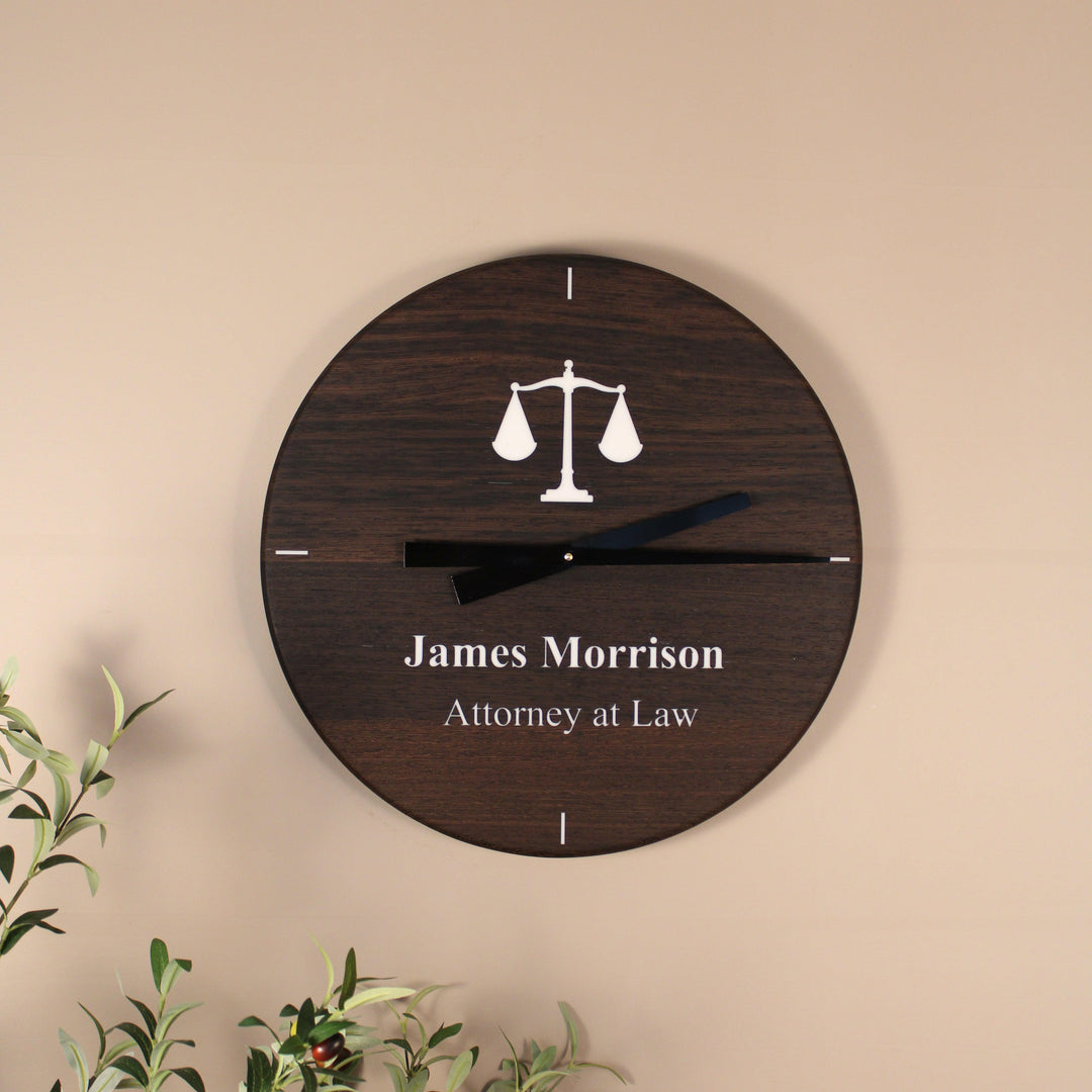 Wenge Executive Wall Clock - Personalized Law Office Art.