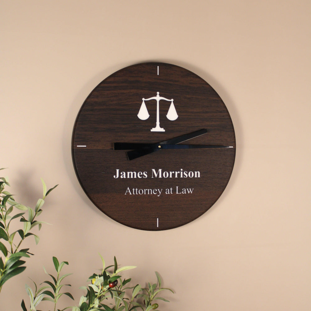 Wenge Executive Wall Clock - Personalized Law Office Art.