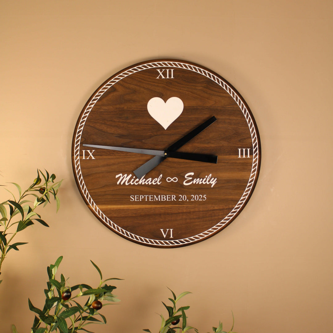 Personalized Wedding Clock | Custom Hardwood & Epoxy Gift for Couple.