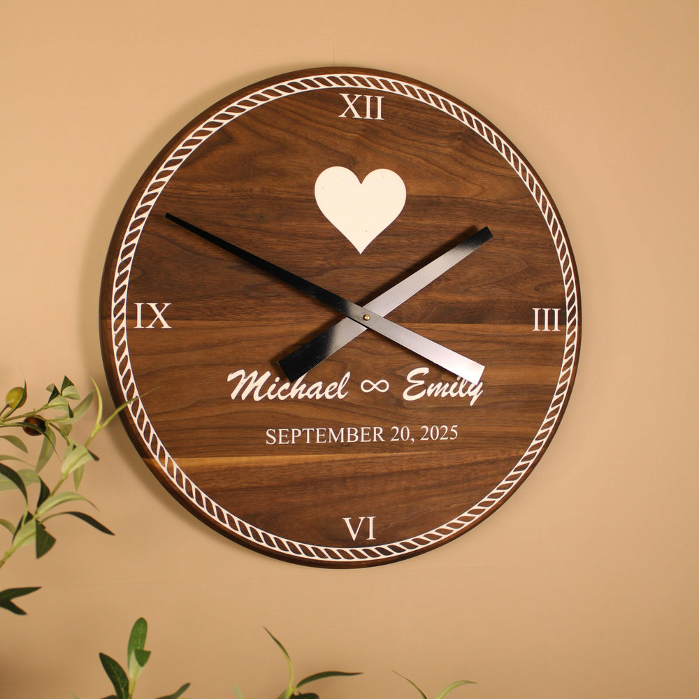 Personalized Wedding Clock | Custom Hardwood & Epoxy Gift for Couple.